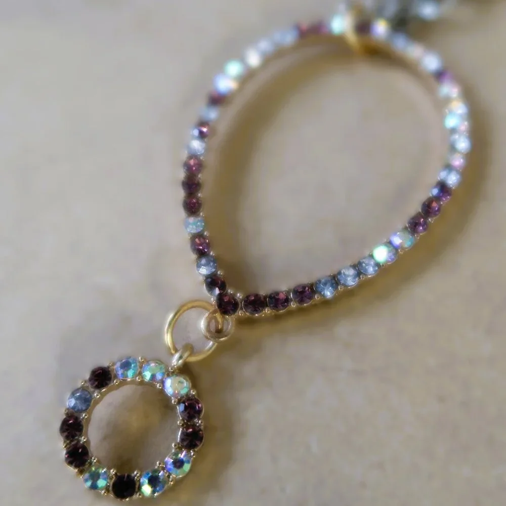 Vintage Rhinestone Pendant Lot 2 Pc Multicolor Crystal Cluster Statement Wear - Picture 3 of 15